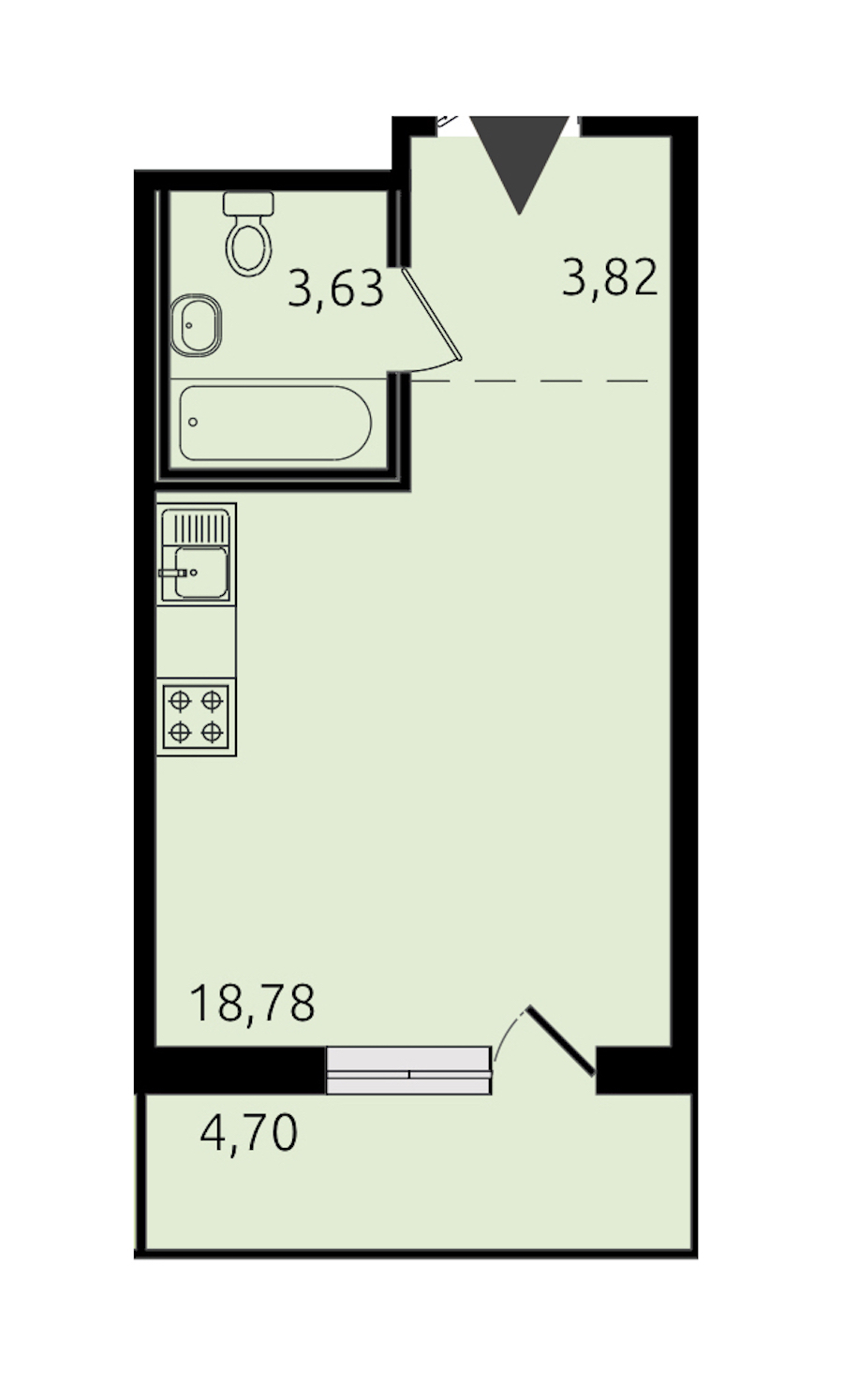 Квартира студия 26.65 м², 17/21 эт., ЖК «Новые горизонты 2»